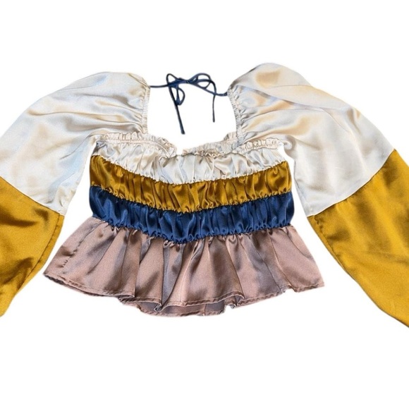 Vici Cream and Gold Colorblock Blouse - Picture 2 of 2